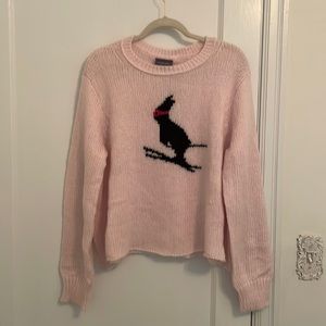 Wooden Ships “Ski Bunny” Cropped Crew Sweater in Caprice Pink